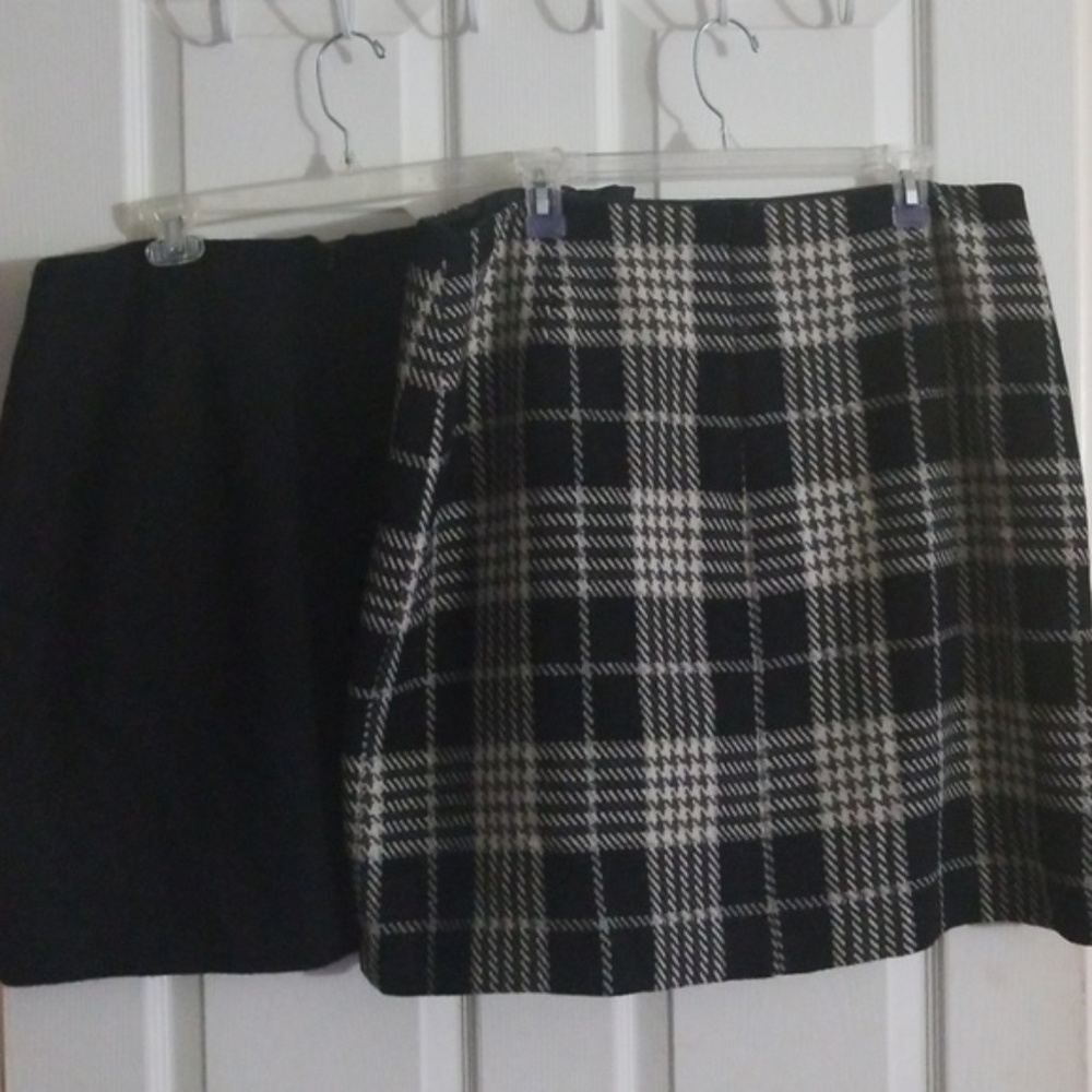 Eddie Bauer Black/White Plaid Wool skirt